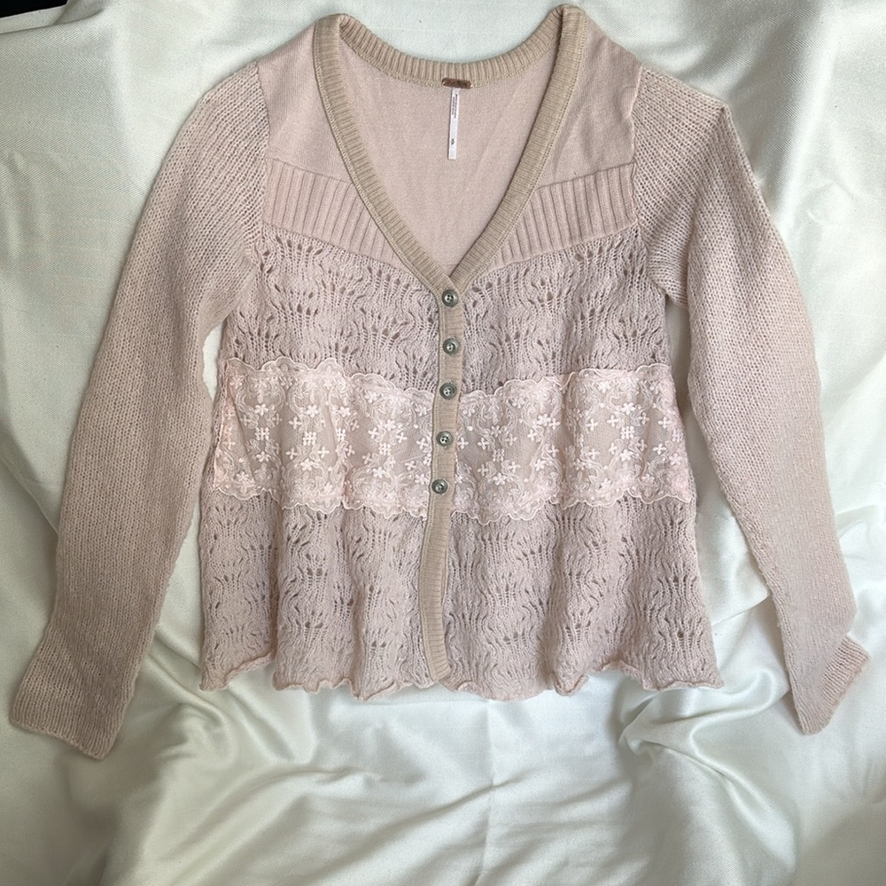 Free People Pink Cardigan